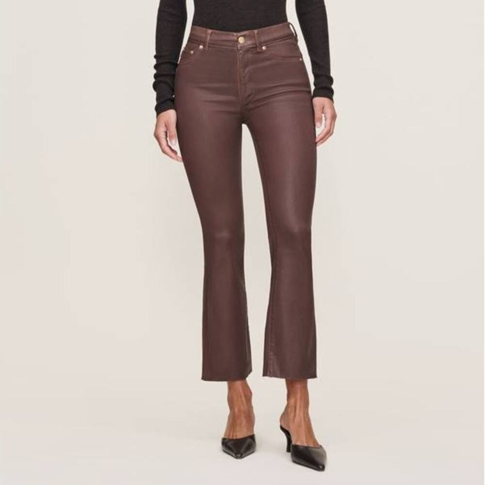 DL1961 Bridget Boot High Rise Instasculpt Crop Jeans Toffee Coated 30 Brown NEW